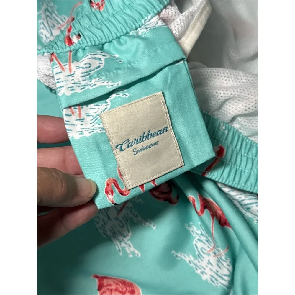 NWT Caribbean Swimwear Swim Shorts Trunks Pink Flamingo Sz 3X B Big Man